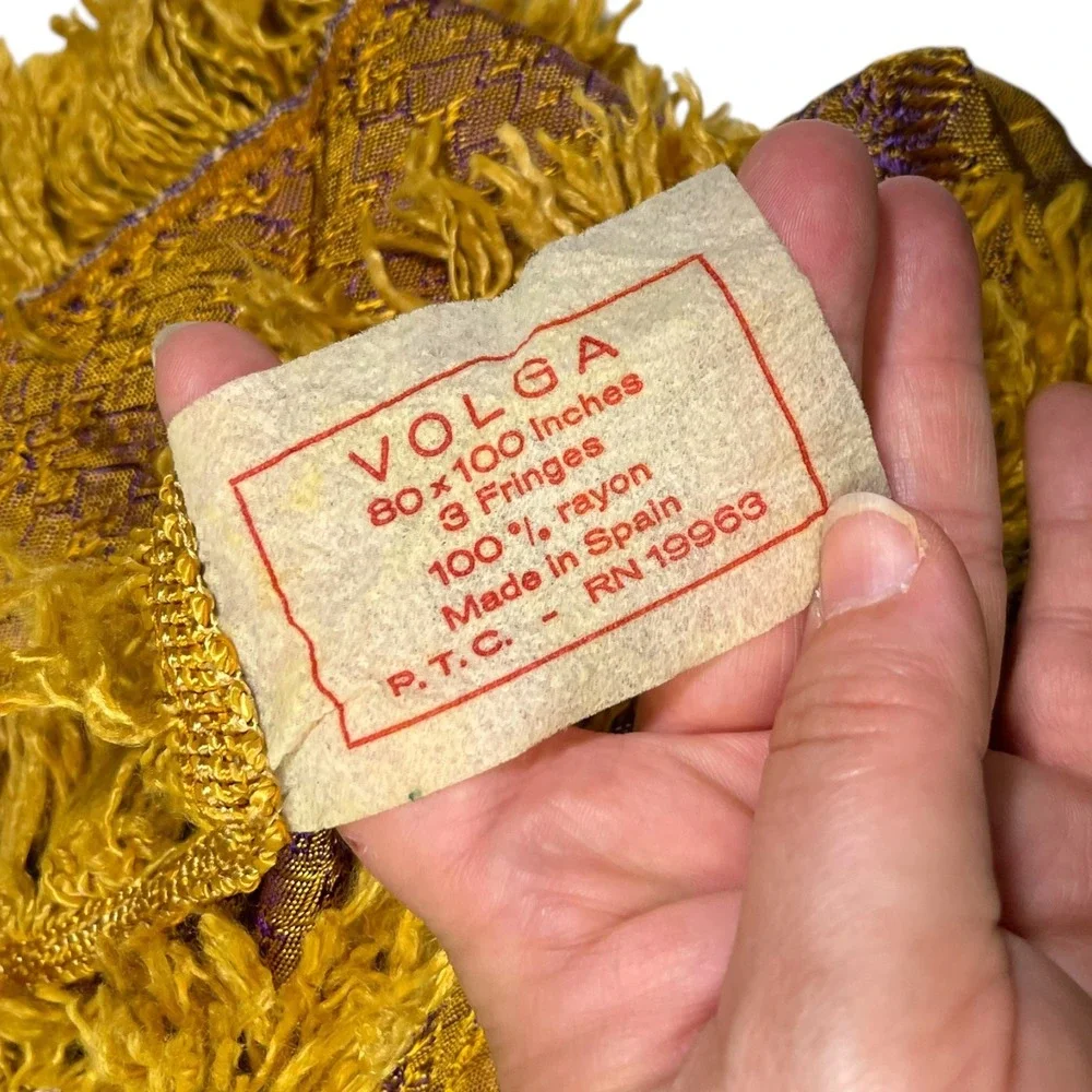 Volga 80x100 Gold Purple Floral Brocade Fringe Bedspread Blanket Regencycore